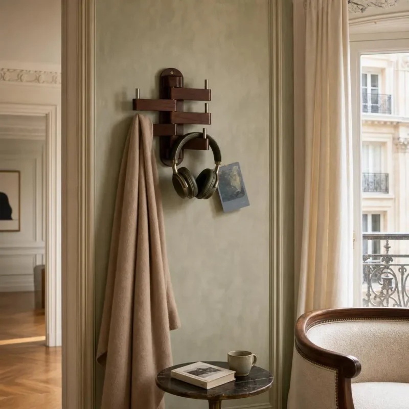 Porte-manteau mural design en bois forme originale