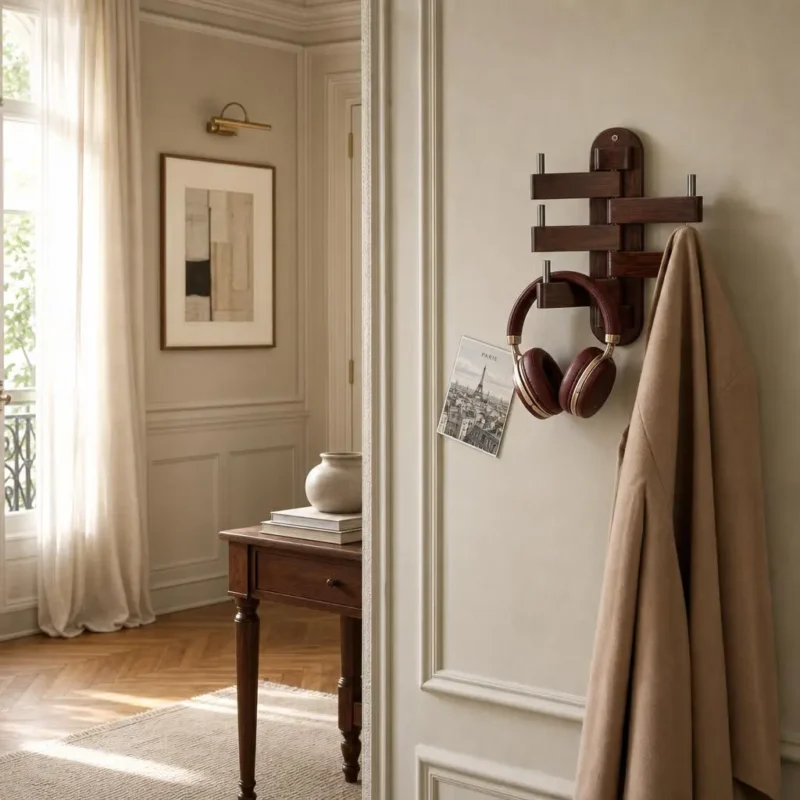 Porte-manteau mural design en bois forme originale