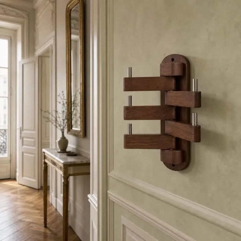 Porte-manteau mural design en bois forme originale