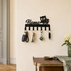 Porte-manteau mural enfant métal 7 crochets hiboux
