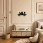 Porte-manteau mural enfant motif Love en métal 7 crochets