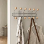 Porte-manteau mural métal 12 crochets bois
