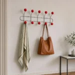Porte-manteau mural métal 12 crochets rouge