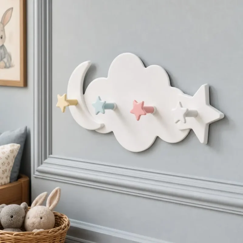 Porte-manteau mural nuage enfant 4 crochets