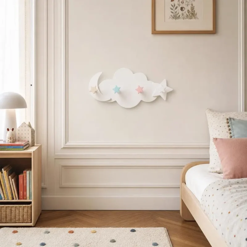Porte-manteau mural nuage enfant 4 crochets