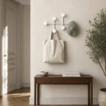 Porte-manteau mural rond blanc en métal