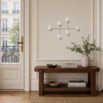 Porte-manteau mural rond blanc en métal