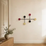 Porte-manteau mural rond multicolore en métal
