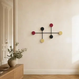 Porte-manteau mural rond multicolore en métal
