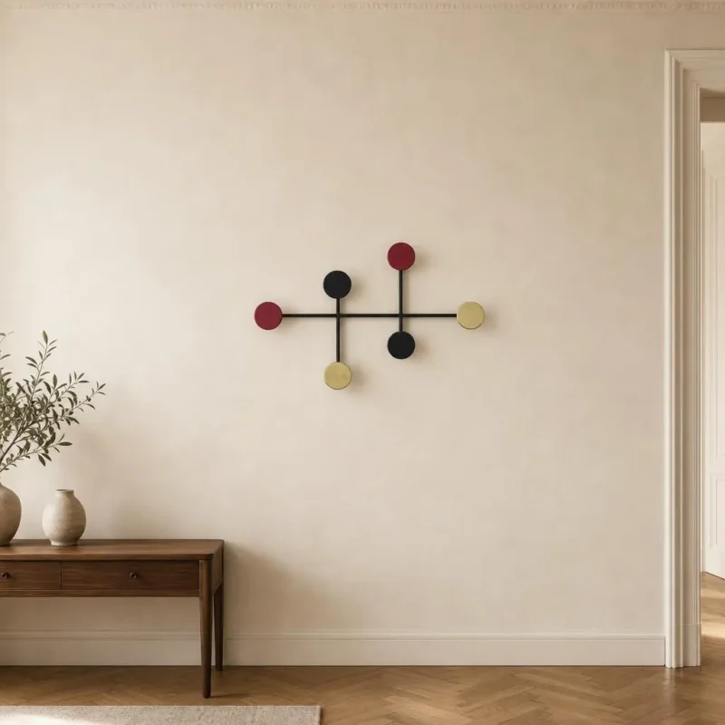 Porte-manteau mural rond multicolore en métal