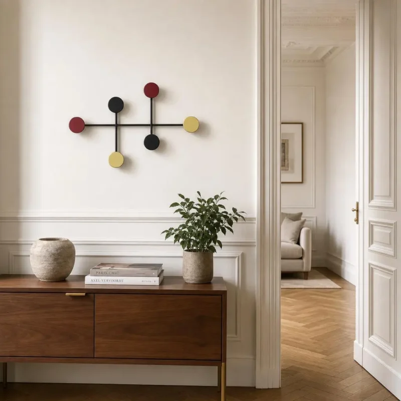 Porte-manteau mural rond multicolore en métal