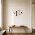 Porte-manteau mural rond noir en métal