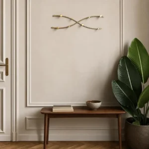 Porte-manteau mural vague croisée doré 8 crochets