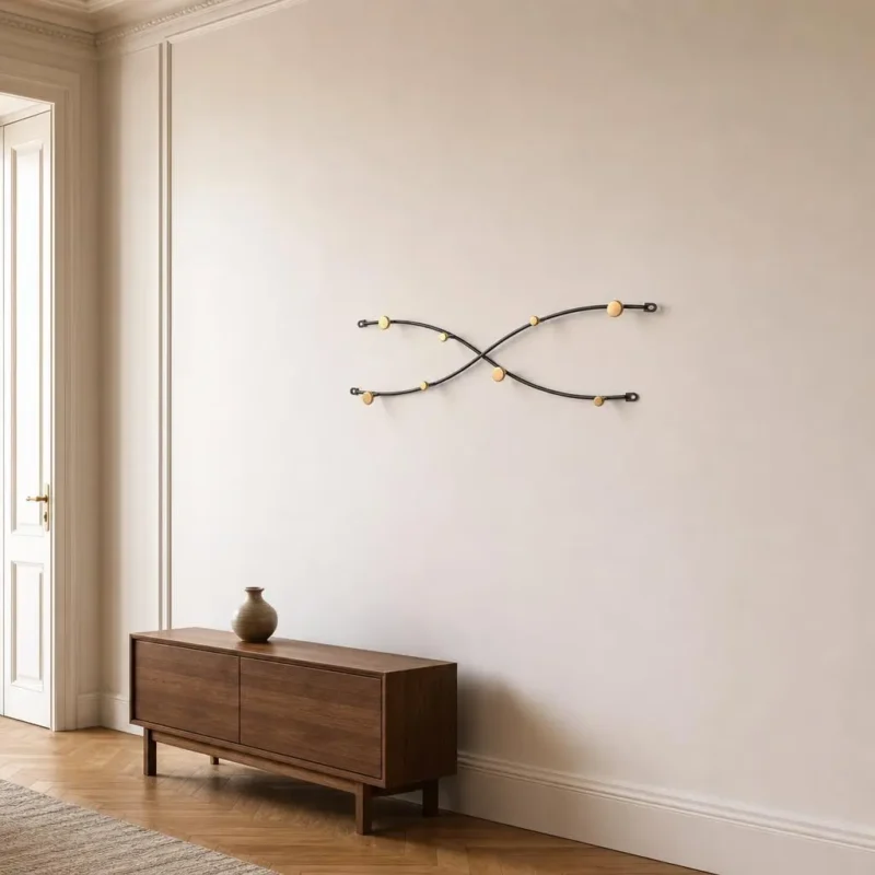 Porte-manteau mural vague croisée noir 8 crochets