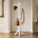 Porte-manteau perroquet en bois blanc style classique