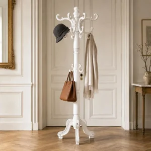 Porte-manteau perroquet en bois blanc style classique