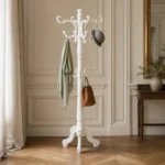 Porte-manteau perroquet en bois blanc style classique