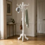 Porte-manteau perroquet en bois blanc style classique