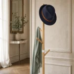 Porte-manteau sur pieds en bois naturel 5 crochets