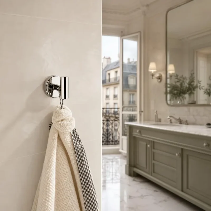 Porte Manteau salle de bain crochet cylindrique en métal