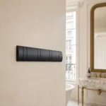 Porte manteau salle de bain métal noir mat 4 crochets pliants