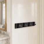 Porte manteau salle de bain métal noir mat 4 crochets pliants