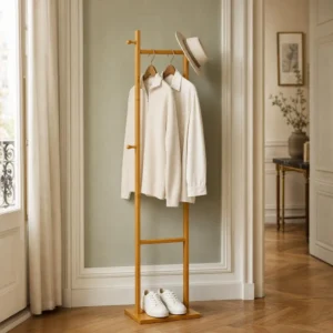 Porte-manteau sur pied 2 pieds bois clair