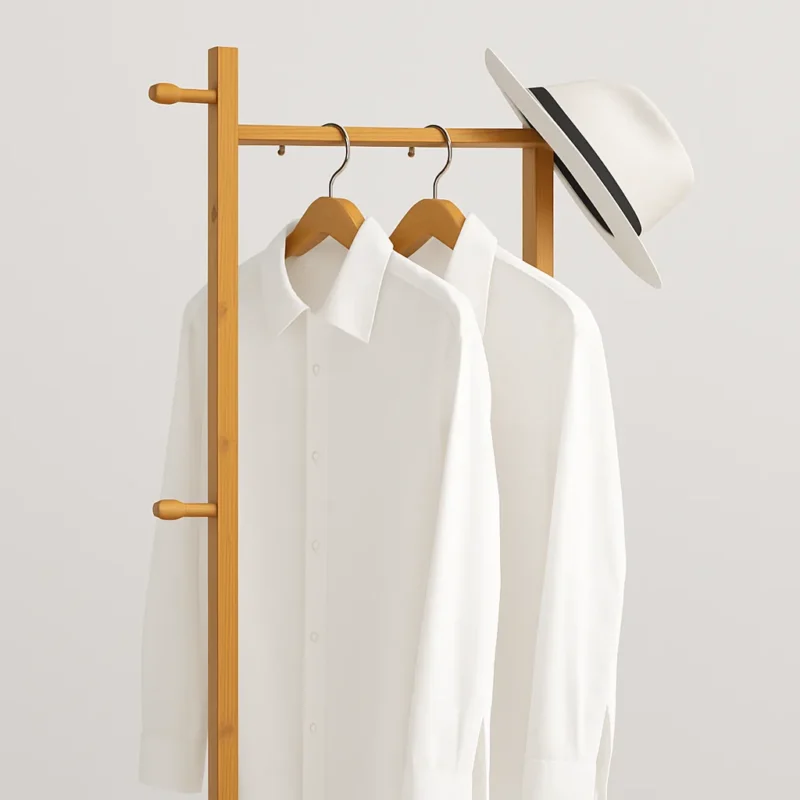 Porte-manteau sur pied 2 pieds bois clair