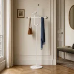 Porte-manteau sur pied aluminium blanc sur base marbre