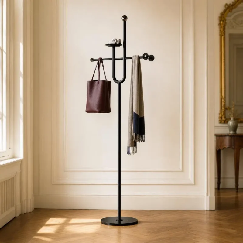 Porte-manteau sur pied aluminium noir design moderne