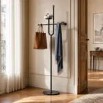 Porte-manteau sur pied aluminium noir design moderne