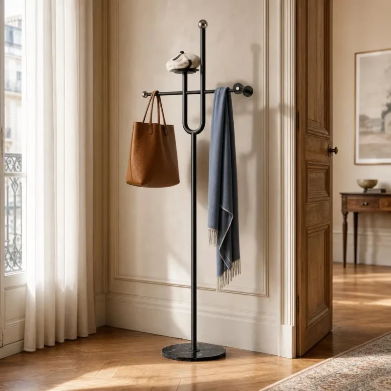 Porte-manteau sur pied aluminium noir design moderne