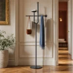 Porte-manteau sur pied aluminium noir design moderne