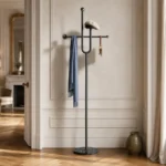 Porte-manteau sur pied aluminium noir design moderne