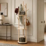 Porte-manteau sur pied arbre en bambou clair