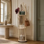 Porte-manteau sur pied arbre en bambou clair