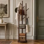 Porte-manteau sur pied arbre en bambou naturel foncé