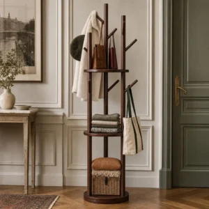 Porte-manteau sur pied arbre en bambou naturel foncé