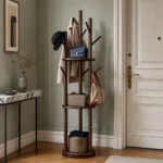 Porte-manteau sur pied arbre en bambou naturel foncé