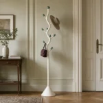 Porte-manteau sur pied arbre en métal blanc style nordique