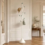 Porte-manteau sur pied arbre en métal blanc style nordique