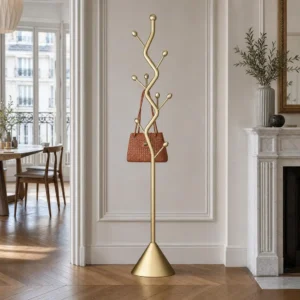 Porte-manteau sur pied arbre métal doré style nordique