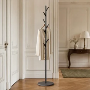 Porte-manteau sur pied arbre métal noir