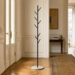 Porte-manteau sur pied arbre métal noir et blanc