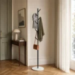 Porte-manteau sur pied arbre métal noir et blanc
