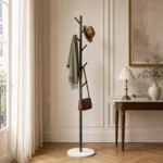 Porte-manteau sur pied arbre métal noir et blanc