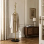 Porte-manteau sur pied arbre métal noir et doré