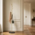 Porte-manteau sur pied arbre métal noir et doré