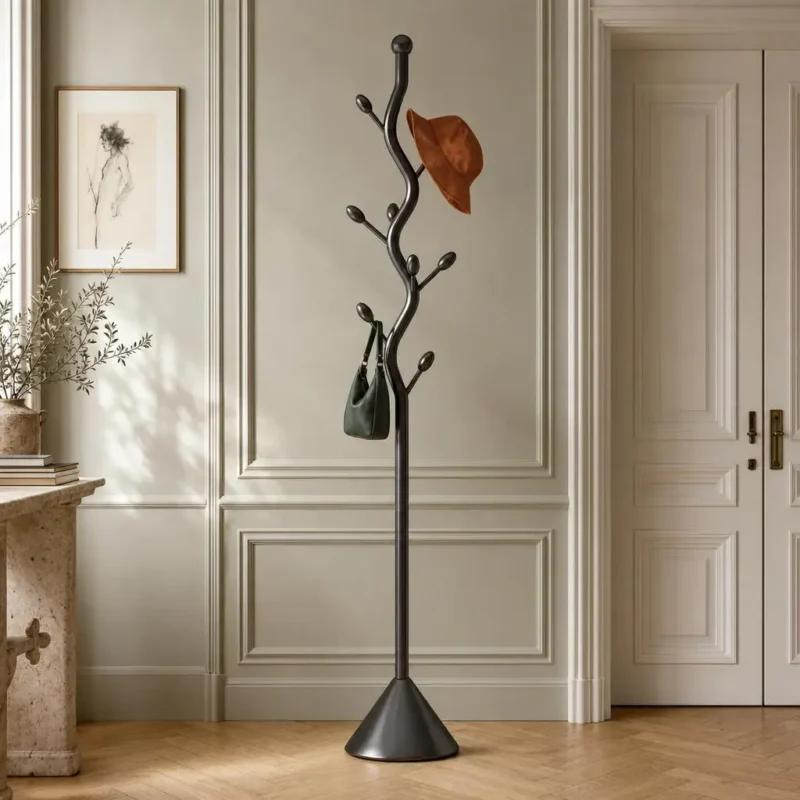 Porte-manteau sur pied arbre métal noir style nordique