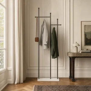 Porte-manteau sur pied blanc et noir style moderne